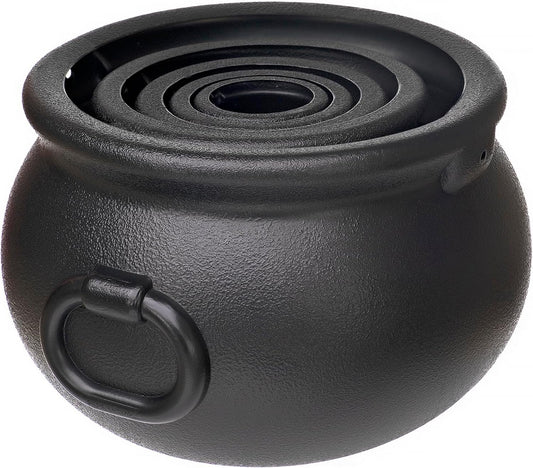 Black Plastic Witch Cauldron Kettle, Candy Holder, Decoration for  Halloween (11",7.4”, 5.5”, 3.7”, 2.8”)