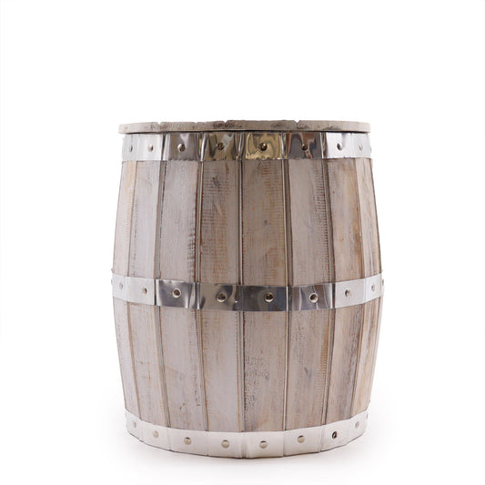 Beer Barrel Stool - Whitewash 38 x 32cm