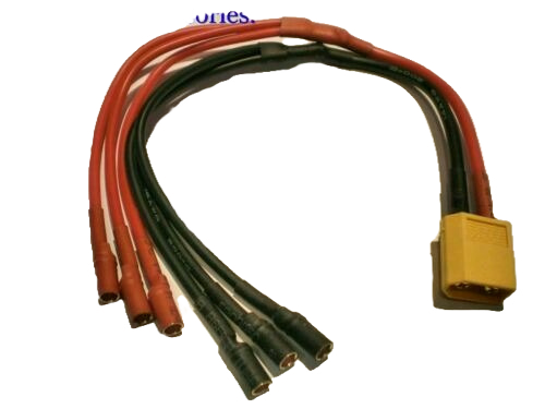 XT60 to 3 x 3.5mm Gold Bullet ESC Lipo Battery Cable Quadcopter Heli Tricopter - CeeKay Traders UK