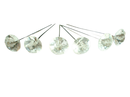 Diamante Pins Clear Diamonte Diamond Shape 6mm Head Pins 50pins. - CeeKay Traders UK