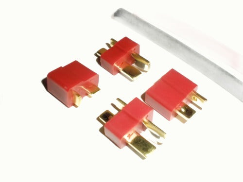 Deans T-Plug Connectors x 2 Pairs With Heat Shrink Tubing - CeeKay Traders UK
